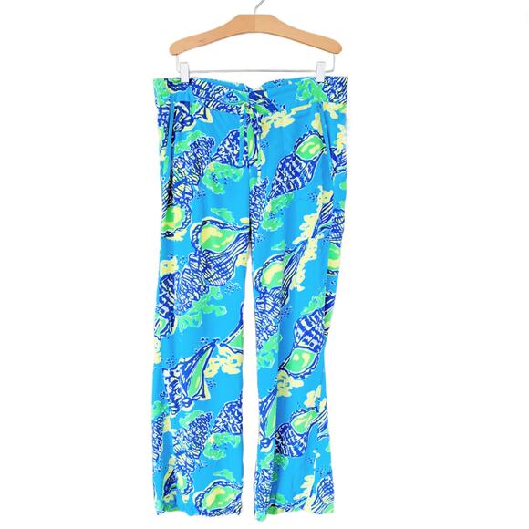LILLY PULITZER Pippa Palazzo Beach Pant Sound the Horn Turquoise Seashell - Picture 6 of 9